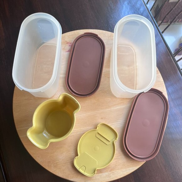 (VKC) Vintage Tupperware Modules & Tupperware Harvest Gold Sugar Container - Picture 4 of 11